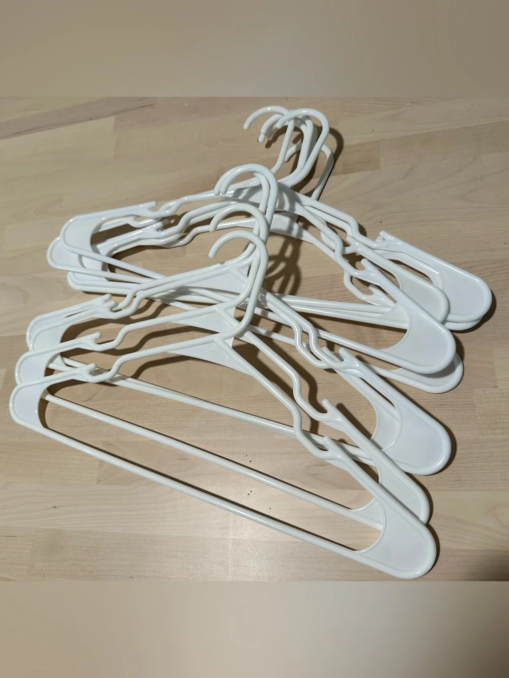 3/$15 Set of 10 White Plastic Clothing Hangers